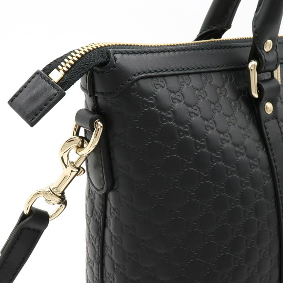 Gucci Micro Guccisima Tote Bag Shoulder Bag Leather Black Gold - Picture 7 of 9